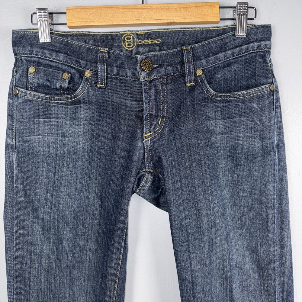 Bebe Carmen Girly Embellished Bootcut Jeans Women's 28 Vintage Blue Y2K *READ - Picture 3 of 14